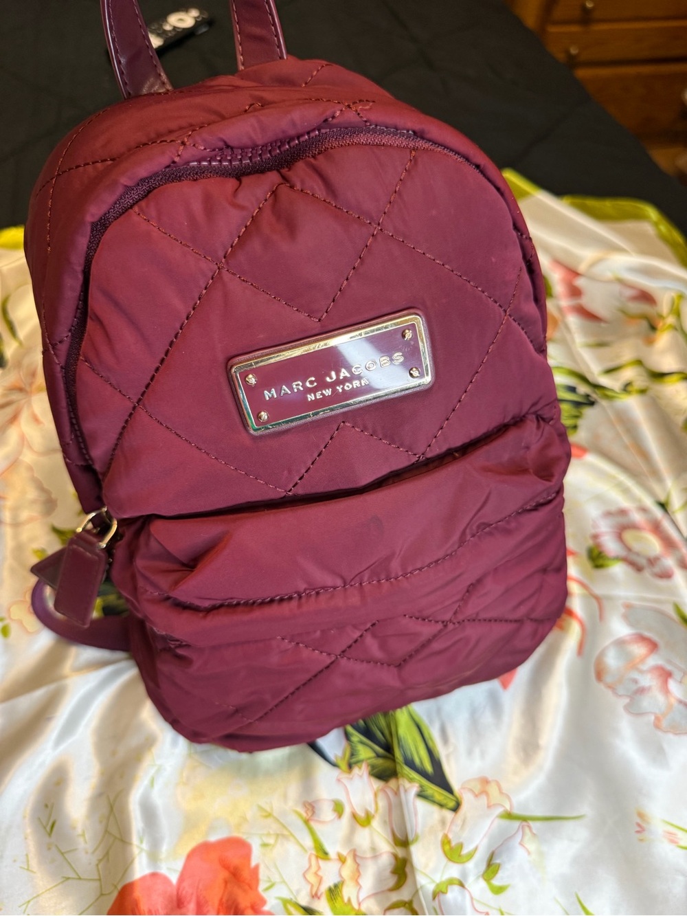 Marc Jacobs Burgundy Quilted Nylon Mini Backpack